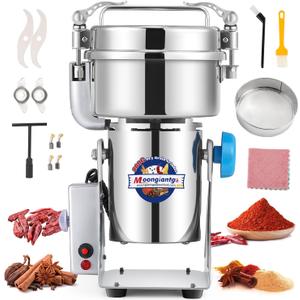 Moongiantgo Grain Mill Grinder Electric 800g High Speed Stainless Steel Grinder Pulverizer Commercial Motor with Overload Protector Grinding Machine for Dry Spice Cereals Coffee Corn Rice Pepper Moongiantgo Grain Mill Grinder Electric 800g High Speed Stainless Steel Grinder Pulverizer Commercial Motor with Overload Protector Grinding Machine for Dry Spice Cereals Coffee Corn Rice Pepper