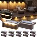 SOLPEX Solar Fence Lights, 6 LEDs Solar Lights Outdoor Waterproof Solar Powered for Deck, Stair, Front Porch, Balcony, Walkway, Garden, Yard, Patio, Pool Decor, IP65 Waterproof (12 Pack, Warm White) (Brown)