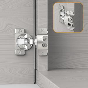 Furniware 2 Pieces 1-1/4 in Overlay Soft Close Concealed Hinge for Face Frame Door, 105 Open Angle Concealed Stainless Steel Hinges for Face Frame Door, Soft Close Cabinet Hinge Satin Nickel