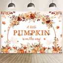 MEHOFOND 7x5ft Fall Pumpkin Baby Shower Banner Backdrop, a Little Pumpkin is on The Way Decor, Autumn Floral Pumpkin Baby Shower Photo Background, Maple Leaves Pumpkin Newborn Party Photo Supplies