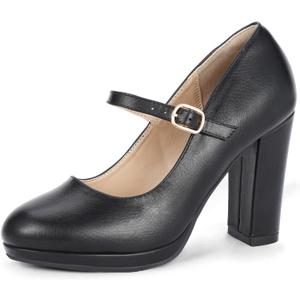 IDIFU IN4 Mary Jane Shoes Closed Toe Heels Platform High Chunky Block Heels Women's Pumps Comfortable Dress Shoes for Women Wedding Bridal Work Fashion Round Toe Pumps Shoes (8)