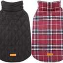 Kuoser Waterproof Dog Coat, Reversible Dog Jacket for Large Dogs, Adjustable Durable Doggie Winter Coat for Groowing Puppies Warm Puppy Cold Weather Apparel, Red L