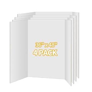Brand: XyaMov 4 Pack Trifold Poster Board 36"x48" - White Foldable Corrugated Display Board, Tri fold Presentation Board, Extra Large Project Boards for School Projects, Science Fair, Graduation Exhibitions