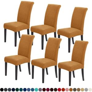 Joccun Chair Covers for Dining Room Set of 6,Dining Chair Slipcovers Stretch Dining Room Chair Covers Seat Protector,Washable Parsons Chair Cover for Home,Hotel,Banquet(Gold,6 Pack)