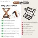 Fully Assembled Luggage Rack, Walnut Luggage Rack for Guest Room, Bamboo Folding Suitcase Stand with Storage Shelf, 5 Nylon Straps, Luggage Holder for Bedroom Hotel, 26.77"W x 16.93"D x 22.5"H, 1 Pack