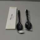 2 Pcs Mini Silicone Spoons,8 Inch small Mixing Spoons for cooking,Heat Resistant for Kitchen Cooking Baking Stirring Mixing Tools (Black A)