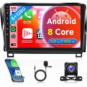 8Core 6G+128G Car Radio for Toyota Tundra 2007-2013, Rimoody Car Stereo for Toyota Sequoia 2008-2019 10.1 Inch Touchscreen Android 13 Carplay Android Auto Mirror Link GPS WiFi DSP BT FM/RDS Camera