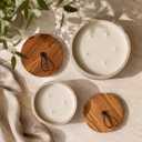 3-Wick Scented Candle-Sea Salt & Bergamot & Coconut,Soy Coconut Wax Blend Candle with Acacia Wood Lid,21oz Large Candle,45-Hour Long Burning,Aromatherapy Candle for Home Decor, Small
