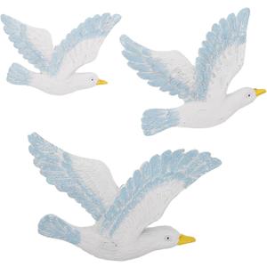 HEALLILY 3pcs Wall Art Resin Seagulls Sea Birds Statue Wall Hanging Decor Nautical Ornaments Coastal Beach Decor for Bedroom Living Room