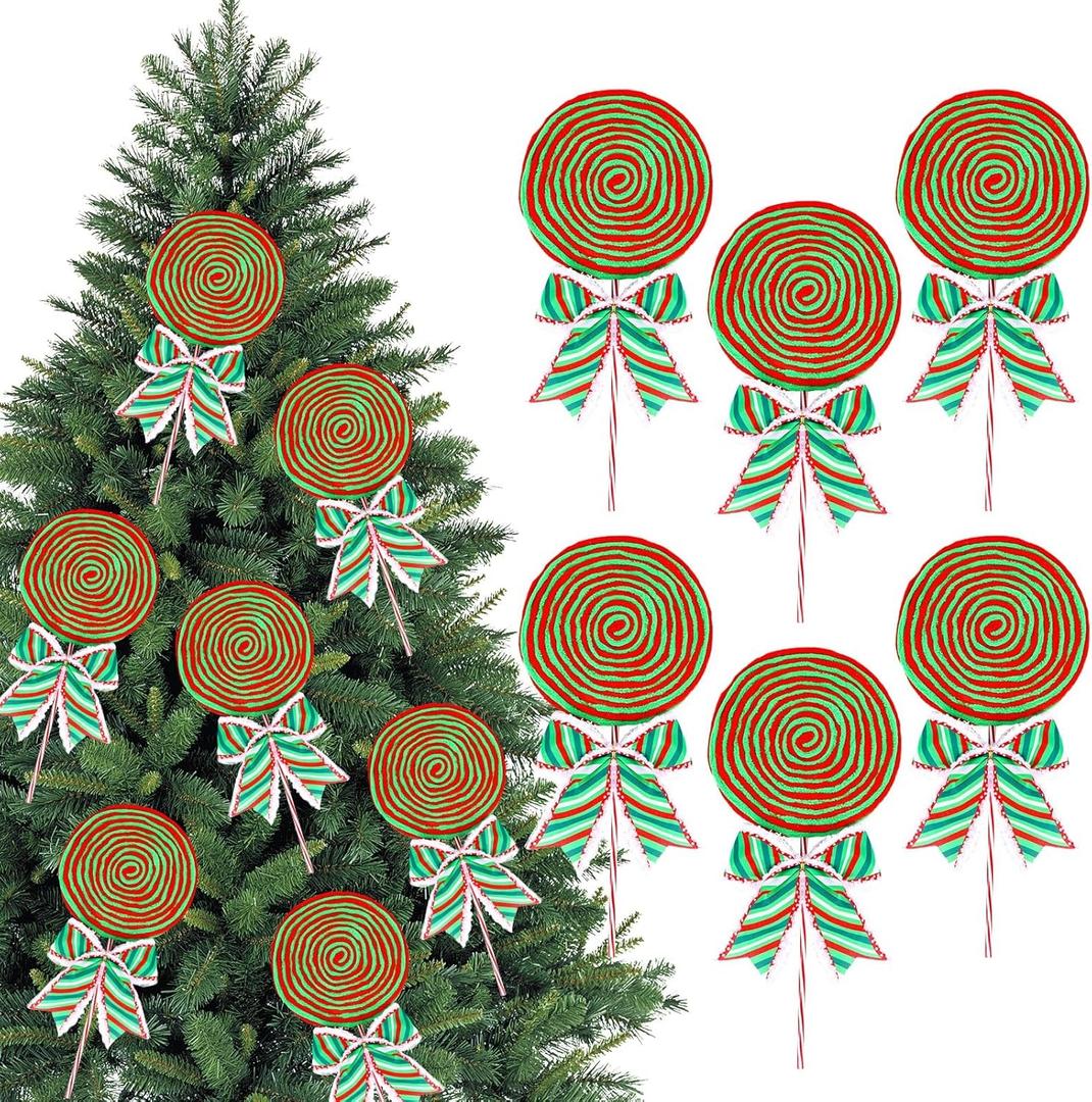 Large 17 Inch Christmas Candy Cane Ornaments Woolen Lollipop Christmas Tree Candy Cane Hanging Decor for Xmas Winter Holiday Party Supplies