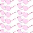 GCQJOQ 12 Pairs Heart Sunglasses for Women, Pink Heart Glasses for Party Favor, Pink
