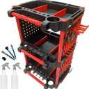 Car Detailing Cart Auto Detailing Tool Cart with 4 Tool Hanging Board,360 Lockable Universal Wheels, 3 Tier Car Wash Detail Cart for Professional Detailing (4 Tool Hanging Board)