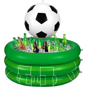 Bencailor Inflatable Cooler Inflatable Football Drink Cooler Toss Game Party Decoration Rugby Basketball Baseball Blow up PVC Ice Serving Bar for Sport Party Supplies Game Day Beer(Green, Soccer)