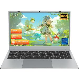 15.6" Full HD Laptop with 16GB RAM 256GB SSD,Laptop Computer, Dual-core 6500Y Processor Up to 3.4GHz,WiFi5,USB-C, Poratable Business and Student Laptops,Sliver