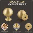 Yiking Soild Brass Cabinet Knobs Heavy Duty Real Brass Dresser Pulls,Brushed Gold Drawer Knob Kitchen Cabinet Pull Modern Small Round Handle Gold Handle for Kitchen Bathroom Furniture 4pcs 1-1/8in