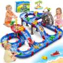 VATOS 2-Tier Watermill Summer Water Table, 124 PCS DIY Water Table with Water Pump Toys for Toddlers 3-5 4-7 Years Old, Fun Water Playset Outdoor Water Summer Toys for Backyard, Beach, Balcony, Garden