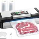 95kPa Vacuum Sealer Machine with AquaLock Technology, for Moist Seals, 2X Seal & 130W, Fully Automatic Food Sealer, Built-In Cutter, Bag Storage & Hose, Precision Sealing, 2 Bag Rolls,Stainless Steel
