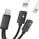 zoyuzan 128-ip-NLFX-2LDual Lightning Jack Adapter(2 in 1) iPhone Headphone Charger Cable Dongle Apple MFI Certified Earbud Aux Charging Cord Connector Audio Earphone Splitter for 14 13 12 11