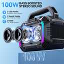Wilody Speakers Bluetooth Wireless, 100W Loud Outdoor Speaker with Bass, IPX7 Waterproof Floatable, 20H Playtime, Wireless Charge, TWS, RGB Light, Portable Speaker for Work, Garage, Outdoor (Black)