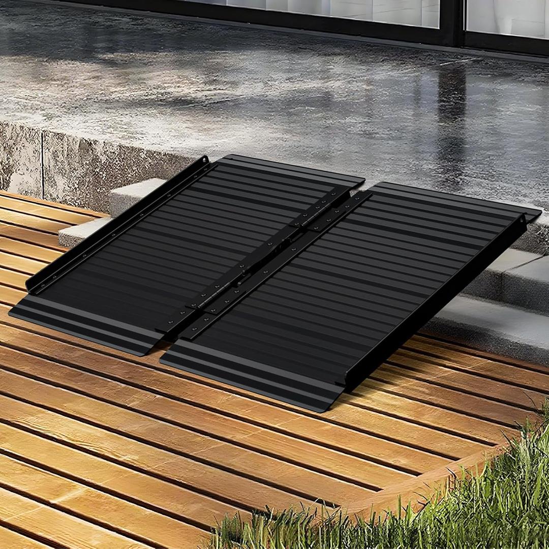 Portable Wheelchair Ramp Black 2FT 800 lbs Non-Slip Threshold Ramps Handicaps Ramps Aluminum Folding Ramps Wheel Chair Ramp for Home Steps Doorways Stairs Scooter 24" Lx 29.2" Wx2H