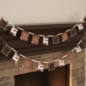 Pinkunn 10 ft Christmas S'Mores Banners Decoration Wooden Smores Man Cookie Garland Winter Hot Cocoa Bar Marshmallow Snowman Banner Winter Farmhouse Hanging Garland for Christmas Tree Fireplace Wall
