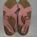 Women's Flat Sandals Adjustable Double Strap Slide Sandals Open Toe Slip on Shoes Resistant Leather Footbed Comfort Sandals Dressy for Summer Beach Vacation (7.5)