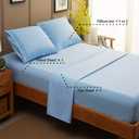 SONORO KATE Bed Sheet Set Super Soft Microfiber 1800 Thread Count Luxury Egyptian Sheets 16-Inch Deep Pocket Wrinkle and Hypoallergenic-4 Piece(Queen Lake Blue)
