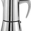 Stainless Steel Stovetop Espresso Maker  Italian Moka Pot, Induction Compatible Espresso Coffee Maker with Safety Valve (10 Cups)