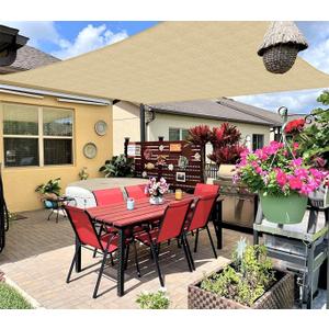 20' x 20' Rectangle Sun Shade Sails Canopy UV Block for Patio Deck Pergola Yard Lawn Outdoor Activities (Sand)
