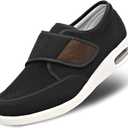 MEJORMEN Men's Edema Diabetic Shoes Adjustable Wide Width Outdoor Walking Sneakers Orthopedic Lightweight Comfy Casual Slippers for Elderly Swollen Feet Arthritis Recovery (12, Breathable 1 - Black)