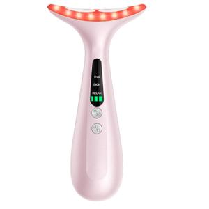 Facial and Neck Massager for Face, Neck - Skin Lifting & Firming - Wrinkle & Dark Circle Reducer - at Home Skin Care Face Sculpting Tool and Neck Massager-Pastel Pink (Single Head)