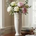 hjn White Ceramic Vase- French Flower Vase for Decor Tall Vintage Vases for Flowers/Home Decoration/Kitchen/Table/Living Room/Shelf/Mantel/Office-Height-11.6"