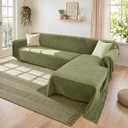 Sectional Couch Covers, 2 Pieces Washable L Shaped Couch Covers Sofa Blanket for Dogs Pet Friendly Sectional Sofa Slipcovers Furniture Covers,71"x118"+91"x134",(XXX-Large,Green)