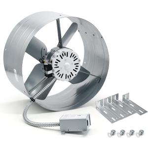 Criditpid 15" Gable Mount Vent Attic Fan, Exhaust Ventilation Fan with Adjustable Thermostat for Gable, Home, Shed, Garage, Portable Building, 3.4A, 1650CFM, 1075RPM, 2500 Sq.Ft Coverage Area.