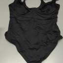 FeelinGirl Shapewear Bodysuits for Women Tummy Control Body Suits Deep V Neck Thong Body Shaper, Black, Large