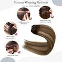 Ombre Chocolate Brown Balayage Honey Blonde Highlights Weft Hair Extensions Human Hair Sew in Wefts Extensions Real Human Hair12 Inch 80G Hand Tied Weft Extensions Remy Human Hair Weave Bundles