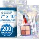 Spartan Industrial - 7" X 10" Smell-Proof Holographic Bags - Pack of 200 Clear Resealable Bags for Food Storage and Packaging, Cosmetics, Handmade Goods, and More