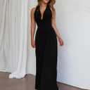 DAAWENXI Women's Sexy Halter Sleeveless Jumpsuits One Piece Backless Wide Leg Pants Side Rompers Vacation Beach Outfits (S)