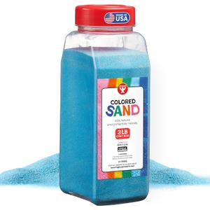 Hygloss Colored Sand for Crafts 3 lb Bottle, Light Blue Vibrant Colorful Fine Sensory Play Sand Art Kits for Kids Classroom Activities for Children 3 4 5 6 7 8 9 10 11 12 Safe for Ages 3+