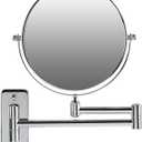 OVENTE 7" Wall Mounted Makeup Mirror with 1X/7X Magnification, Double Sided Magnifying Round Bathroom Vanity Mirror, 360 Swivel Design, Extendable and Folding Arm, Polished Chrome MNLFW70CH1X7X