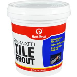 Red Devil 0428 Pre-Mixed Tile Grout - Professional Quality, Excellent Adhesion, Ideal for Wall & Floor Use - 1 Pint, White, Made in USA