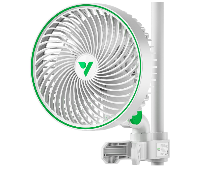 VIVOSUN AeroWave A6 Grow Tent Clip Fan, Patented Portable Auto Oscillating Fan 6” with 2Speed, Strong Airflow but Low Noise, and FullyAdjustable Tilt for Hydroponic Ventilation, White, 1Pack