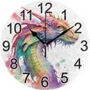 Watercolor Dragon Wall Clock Non Ticking Silent Kitchen Clock Large Decorative Battery Operated Clocks 10 inch for Living Room Bedroom Bathroom Art Decor