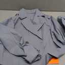 Tankaneo Womens Cropped Trench Coat Lapel Double Breasted Short Jacket Outwear (Medium, Grey Blue)