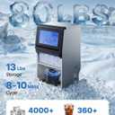 VEVOR Commercial Ice Maker Machine, 80 lbs/24h with 13 lbs Storage Capacity, Countertop/Freestanding/Under Counter, Stainless Steel Ice Maker with LED Display & Self-Cleaning, for Home Bar Restaurant