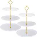 Gerrii Set of 2 Cupcake Display Stands 3 Tier Serving Tray Platters Stainless Steel Cup Cake Tower for Birthday Party Wedding Dessert Cookie Candy(White)