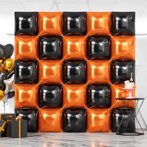NISOCY 25PCS Black Orange Square Foil Balloons Wall Backdrop Double Sided Black Orange Balloons Arch Kit for Birthday Halloween Graduation Baby Shower Anniversary Party Decorations