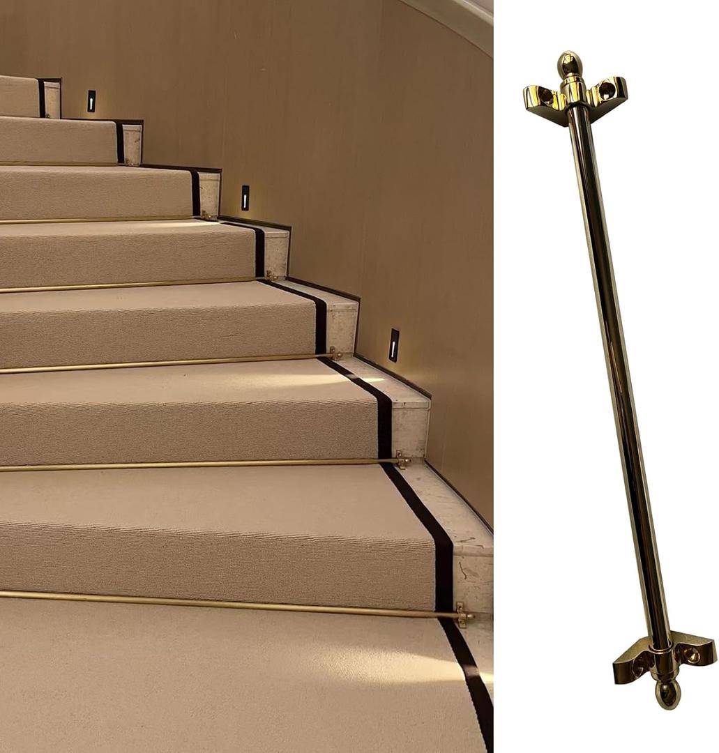 HIYOUGO 28" Stair Rods, Oval Finial Runner Rods for Fixed Stair Carpet