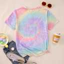 IZYJOY Women Football Shirt Vintage Game Day T-Shirt Sunday Funday Tee Tie Dye Football Season Short Sleeve Tops (Medium, Light Purple-098)