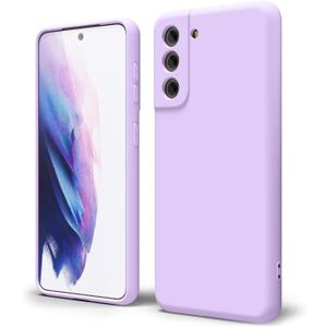 oakxco for Samsung Galaxy S21 Phone Case Liquid Silicone, Cute Thin Slim Soft Rubber TPU Plain Smooth Gel Cover for Women Girl, Matte Solid Protective & Shockproof, Lilac Lavender Light Purple